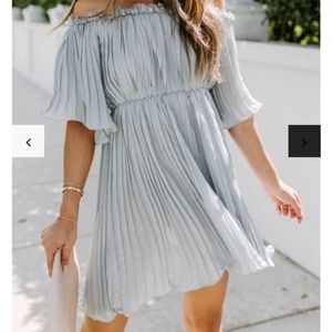Vici pleated off the shoulder dress